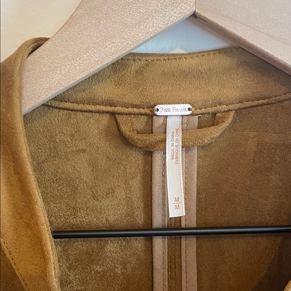 Free People Brown Suede Ruffle-Front Trench Coat - Picture 2 of 7